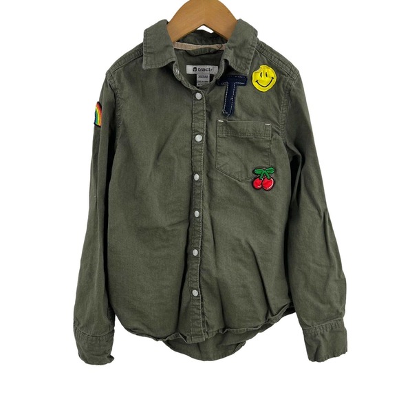 Tractr Snap Front Long Sleeve Top Patches XS 5/6 - Picture 2 of 6